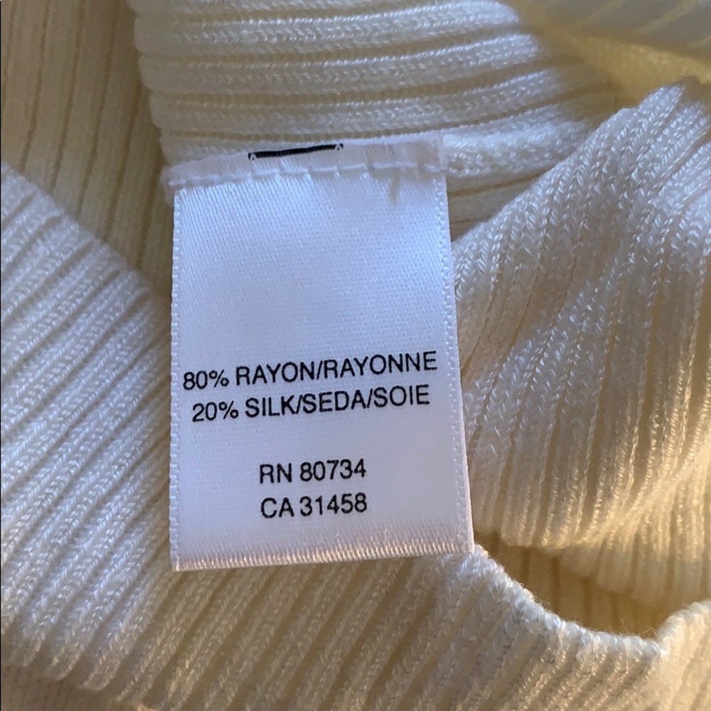 NWT cream super deep cowl neck thin sweater LG - Picture 6 of 6